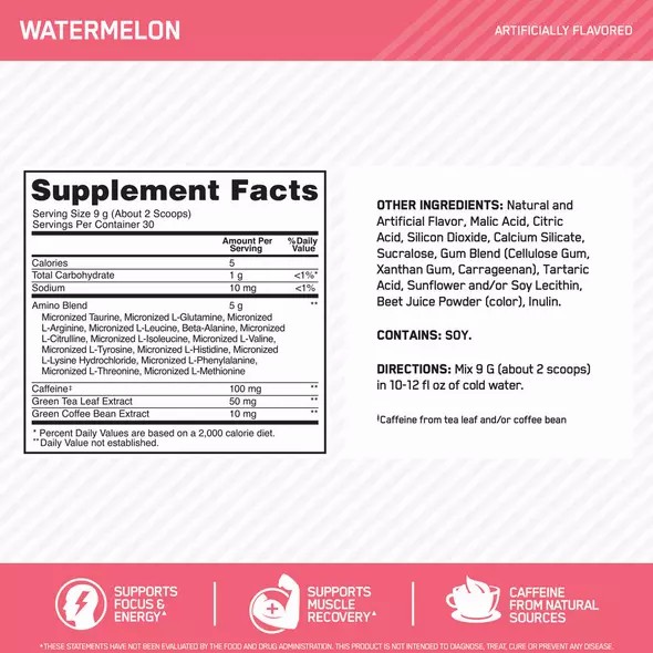 Optimum Nutrition ESSENTIAL AMIN.O. ENERGY® Watermelon 1.29 lb (65 Servings) South Africa | PJLCEN-835