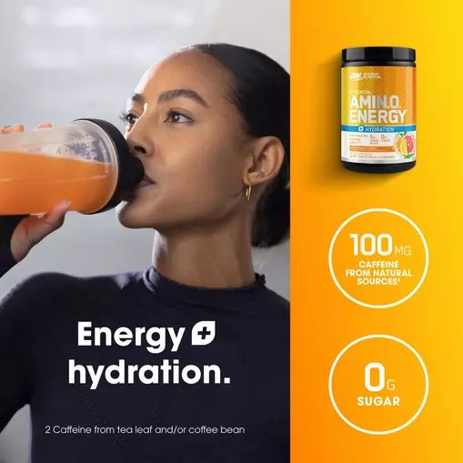 Optimum Nutrition Essential AMIN.O. ENERGY + Electrolytes *new* Sun-kissed Citrus 0.63 lb (30 Servings) South Africa | LEQBNG-932