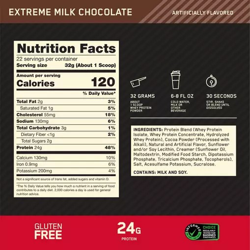 Optimum Nutrition GOLD STANDARD 100% WHEY™ Extreme Milk Chocolate 2 lb (28 Servings) South Africa | XWHLSA-894