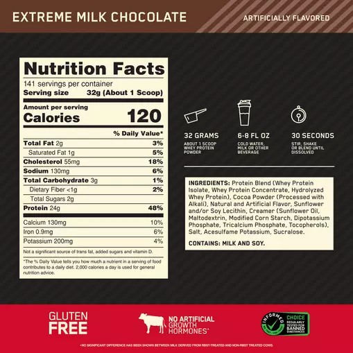 Optimum Nutrition GOLD STANDARD 100% WHEY™ Extreme Milk Chocolate 10 lb (141 Servings) South Africa | SVBZCX-129
