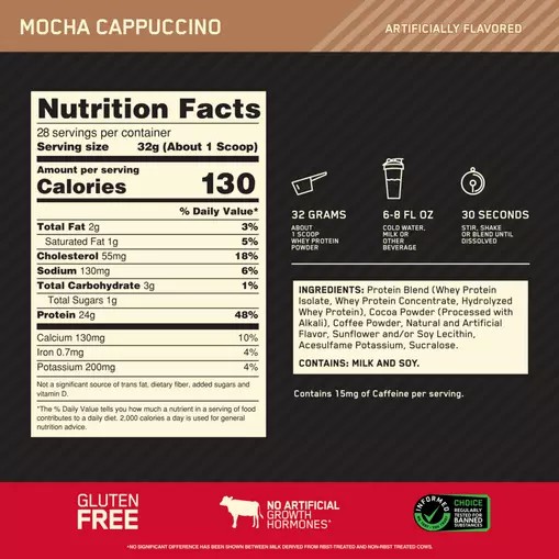 Optimum Nutrition GOLD STANDARD 100% WHEY™ Mocha Cappuccino 2 lb (28 Servings) South Africa | MGJWCO-295