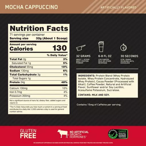 Optimum Nutrition GOLD STANDARD 100% WHEY™ Mocha Cappuccino 5 lb (71 Servings) South Africa | DYICWO-412