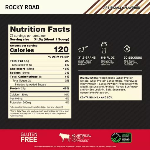 Optimum Nutrition GOLD STANDARD 100% WHEY™ Rocky Road 5 lb (72 Servings) South Africa | SVUPTQ-548