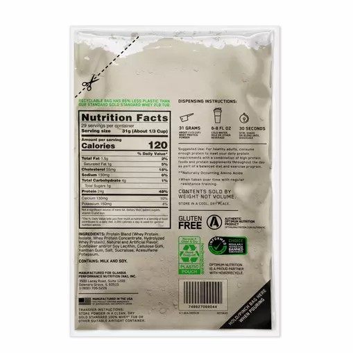Optimum Nutrition GOLD STANDARD 100% WHEY™ Recyclable Refill Bag Vanilla Ice Cream 2 lb (29 Servings) South Africa | KEYIOL-713
