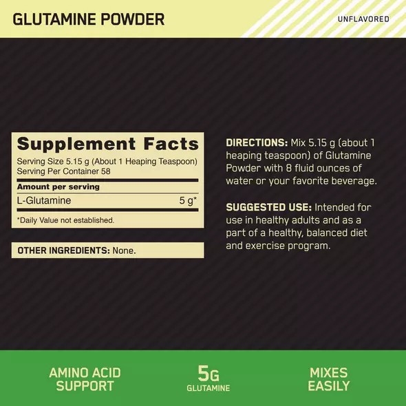 Optimum Nutrition Glutamine Powder 0.66 lb (58 Servings) South Africa | KYNEGV-813