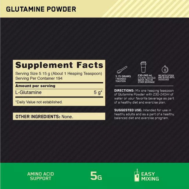 Optimum Nutrition Glutamine Powder Unflavoured 1kg South Africa | ECGKXY-537