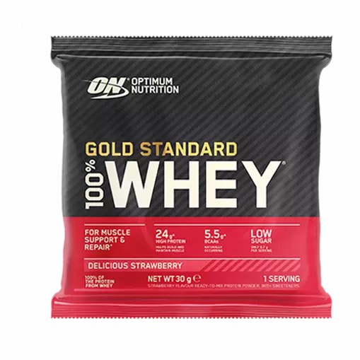Optimum Nutrition Gold Standard 100% Whey Powder Sachets Delicious Strawberry 1 sachet (30 grams) South Africa | PYGWFM-180
