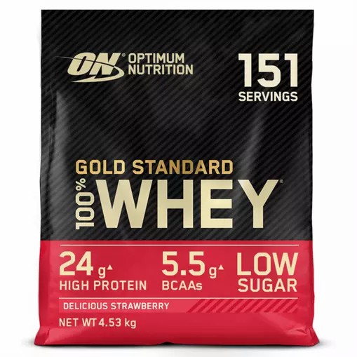 Optimum Nutrition Gold Standard 100% Whey Protein Powder Delicious Strawberry 4.53 kg (151 Servings) South Africa | WYIPKD-739