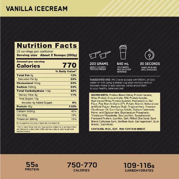 Optimum Nutrition Gold Standard Gainer Vanilla 4.67kg South Africa | MFXAWU-845