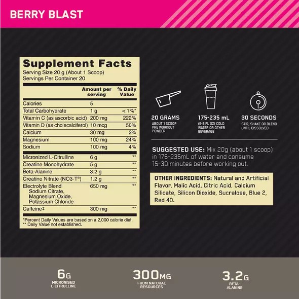 Optimum Nutrition Gold Standard Pre Advanced Berry Blast 20 Serves South Africa | VJBEUD-623