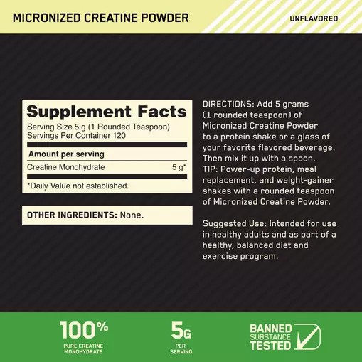 Optimum Nutrition Micronized Creatine Powder Unflavored 1.32 lb (120 Servings) South Africa | DNZQCU-876