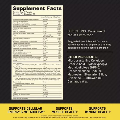 Optimum Nutrition OPTI-MEN® Multivitamin Tablets 150 Tablets (50 Servings) South Africa | DMLVQJ-157