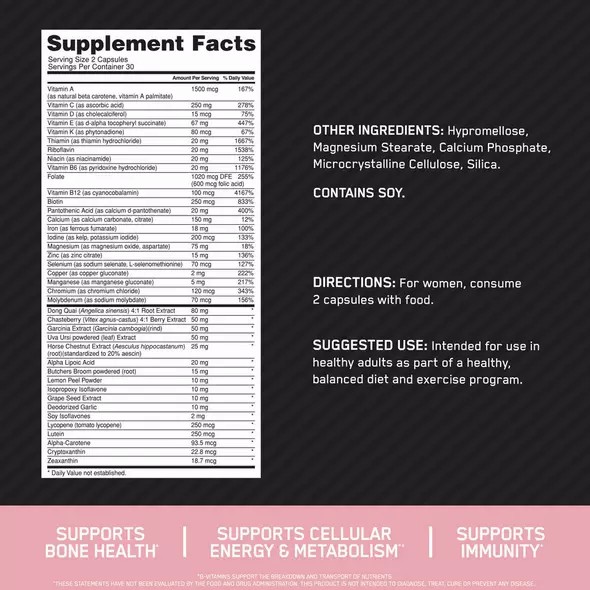 Optimum Nutrition OPTI-WOMEN® Multivitamine Tablets 60 Capsules (30 Servings) South Africa | HWSEJD-472