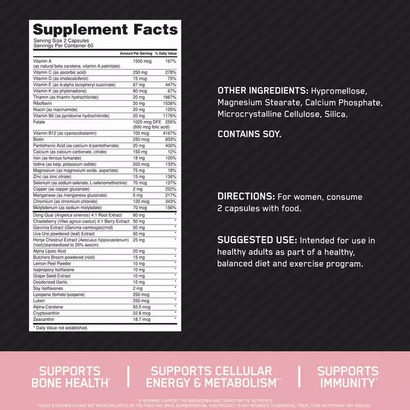 Optimum Nutrition OPTI-WOMEN® Multivitamine Tablets 120 Capsules (60 Servings) South Africa | ETUYHO-318