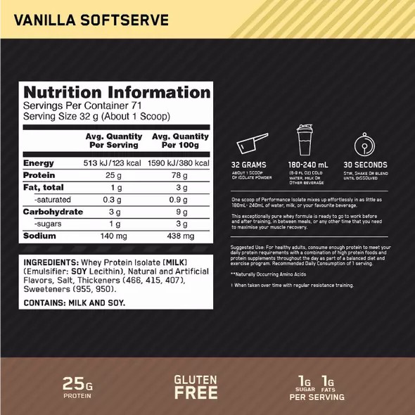 Optimum Nutrition Performance Isolate Vanilla 2.27kg South Africa | YITZPM-347