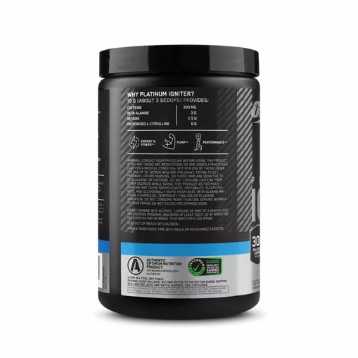 Optimum Nutrition Platinum Igniter Blue Raspberry Freeze 0.84 lb (20 Servings) South Africa | VUMLCE-586