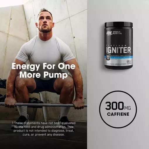 Optimum Nutrition Platinum Igniter Blue Raspberry Freeze 0.84 lb (20 Servings) South Africa | VUMLCE-586