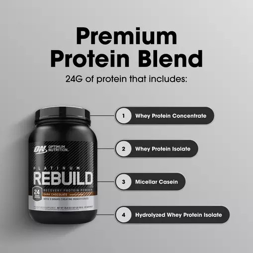 Optimum Nutrition Platinum Rebuild Dark Chocolate 1.67 lb (20 Servings) South Africa | UOYIWZ-516